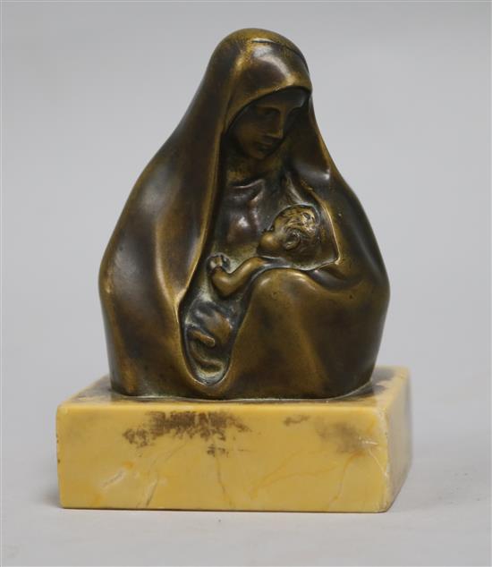 H. Muller. A bronze mother and child